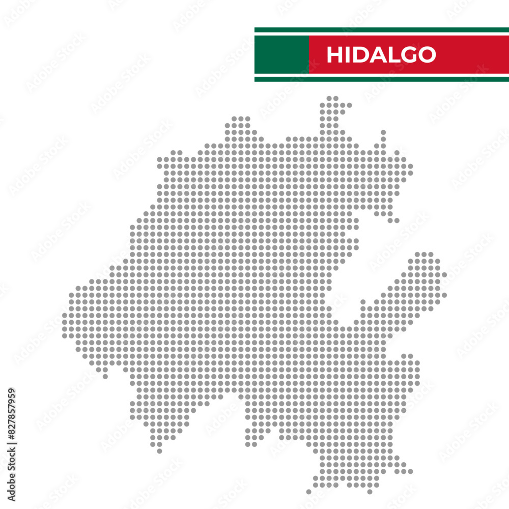 Dotted map of the State of Hidalgo in Mexico
