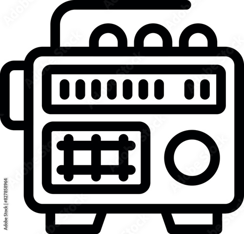 Black and white line art vector icon depicting a portable generator