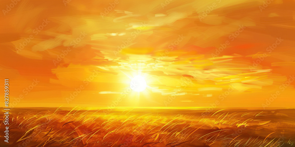 Fototapeta premium Embrace the Golden Hour: Stunning Sunset Over the Horizon
