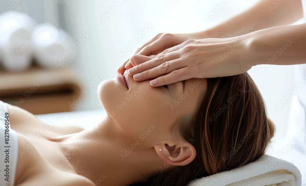 Fototapeta premium Photo of an attractive woman receiving a massage in the style of realistic