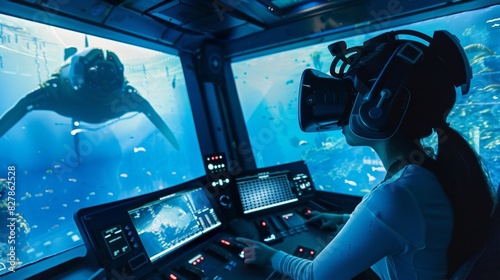 The virtual reality technology also allows for scientists to simulate extreme conditions such as deepsea dives or encounters with dangerous marine species. photo