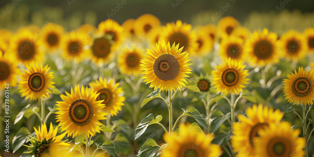 A serene field of sunflowers with their radiant heads swaying rhythmically in harmony, inviting observers to get lost in their warm and vibrant hues, offering a moment of peaceful respite A serene field of sunflowers with their radiant heads swaying rhythmically in harmony, inviting observers to get lost in their warm and vibrant hues, offering a moment of peaceful respite