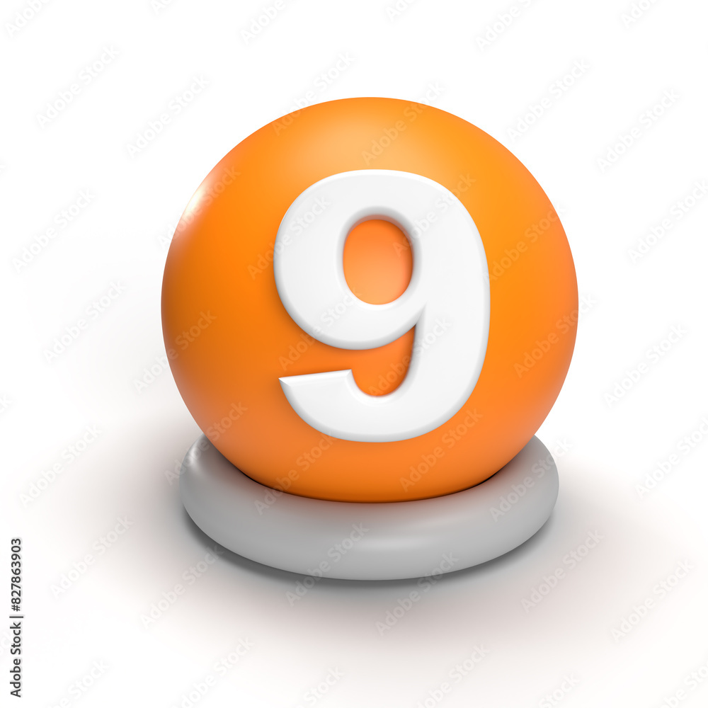 3D rendering number 9 on globe. 3D rendering globe and number 9 concept for education, business 3D rendering number 9 on globe. 3D rendering globe and number 9 concept for education, business