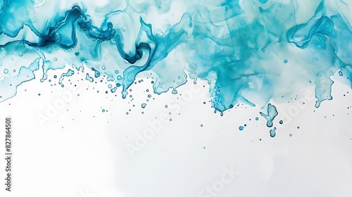 Turquoise water stain on a white surface. © irfana