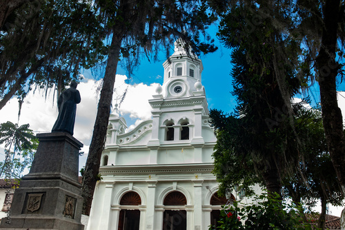  Central square and the Minor Basilica of the Immaculate Conception at the heritage town of Salamina. photo