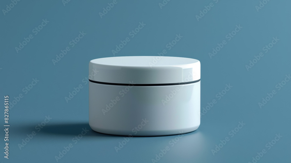 A white jar with a blue background A white jar with a blue background