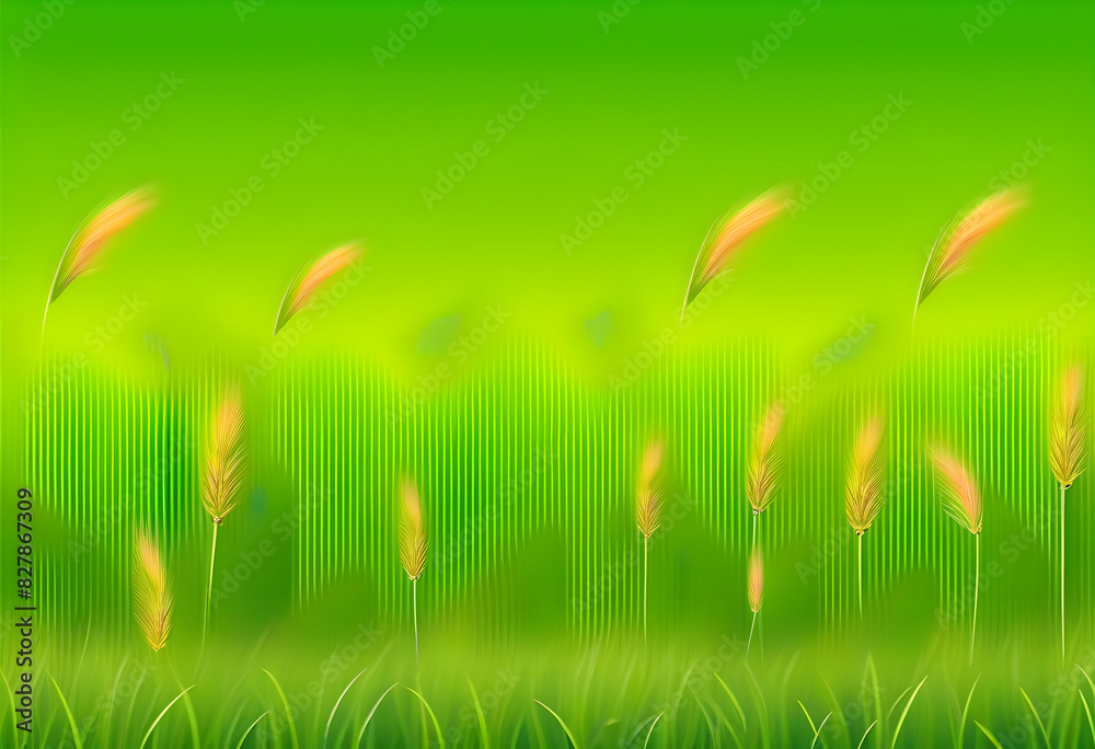 Obraz premium A beautiful green field with vibrant flowers and trees in the background