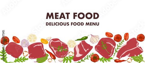 Food meat illustration Use for cooking steak and grilling vector cartoon illustration for a butcher shop or steakhouse menu.