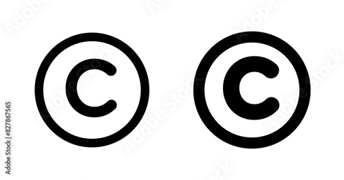Copyright icon set. trademark copyright C reserved vector icon. business product license C letter sign. copyright protection legal C vector icon in black and blue color. photo