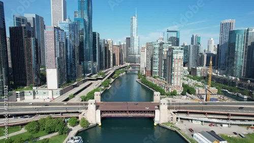 Drone Shot of the Chicago River photo