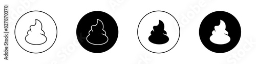 Poop icon set. dog shit vector symbol. animal poo icon in black filled and outlined style.
