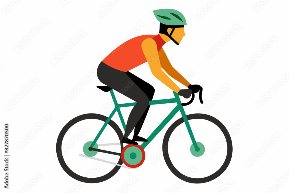 Cyclist in motion isolated on white backdrop. Man on a bicycle. Vibrant graphic illustration. Concept of outdoor sports, adventure cycling, fitness, active lifestyle. Print, design element Cyclist in motion isolated on white backdrop. Man on a bicycle. Vibrant graphic illustration. Concept of outdoor sports, adventure cycling, fitness, active lifestyle. Print, design element