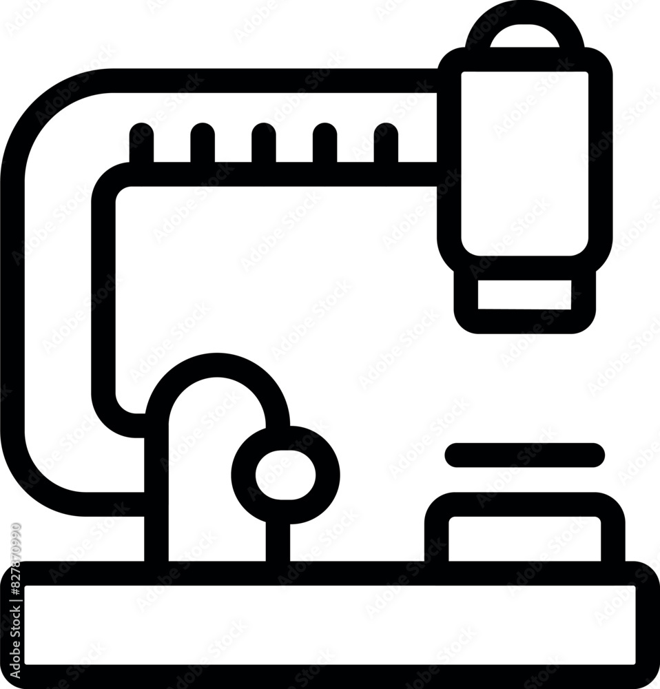 Simplistic line art icon of a sewing machine, ideal for crafting and tailoring themes Simplistic line art icon of a sewing machine, ideal for crafting and tailoring themes