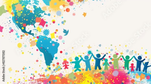 Joyful Kids  Day Background with Abstract Elements