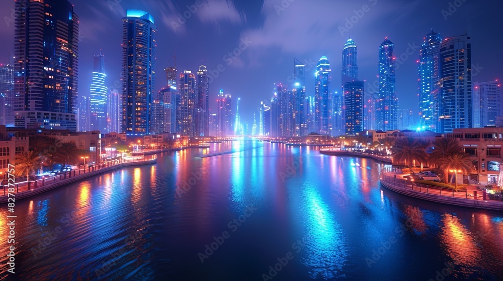 A view of Dubai Marina at dusk. A view of Dubai Marina at dusk.