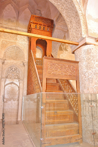 Konstfotografi Interior of Jameh Mosque of Nain in Iran