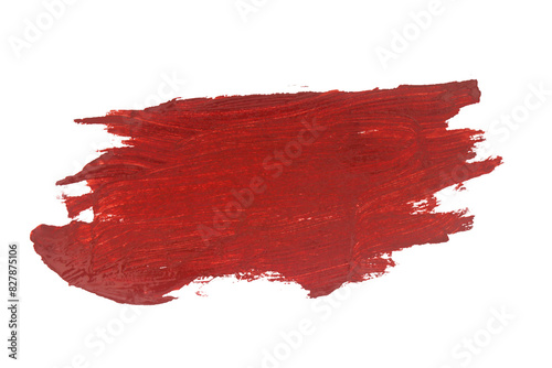 Fototapeta Naklejka Na Ścianę i Meble -  Red paint artistic brush stroke Isolated on A Transparent Background