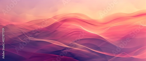 An enchanting abstract background adorned with graceful curves and gentle gradients, resembling a dreamy sunset sky. photo