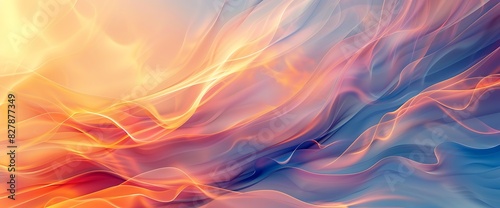 An enchanting abstract background adorned with graceful curves and gentle gradients, resembling a dreamy sunset sky. photo