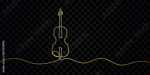 Drawing of violin editable line gold color. Vector illustration photo