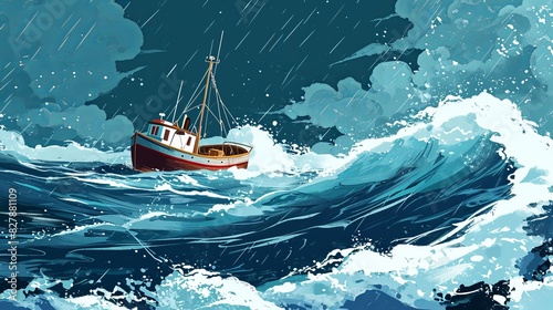 Boat Navigating Stormy Seas Symbolizing Resilience During Challenges