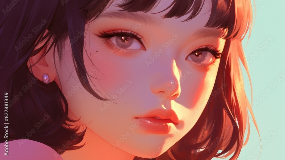 Cartoon featuring a beautiful girl s face Cartoon featuring a beautiful girl s face