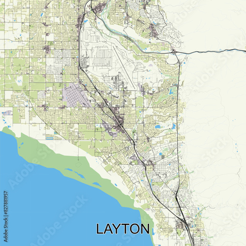 Layton, Utah, United States map poster art photo