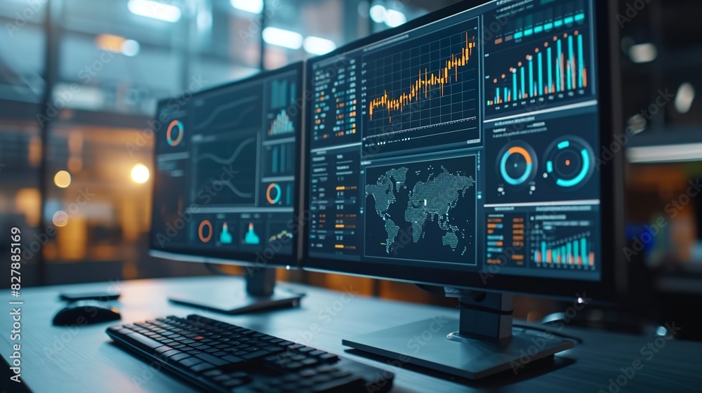 Nighttime Numbers Analyzing Data with Diagrams and Charts Stock