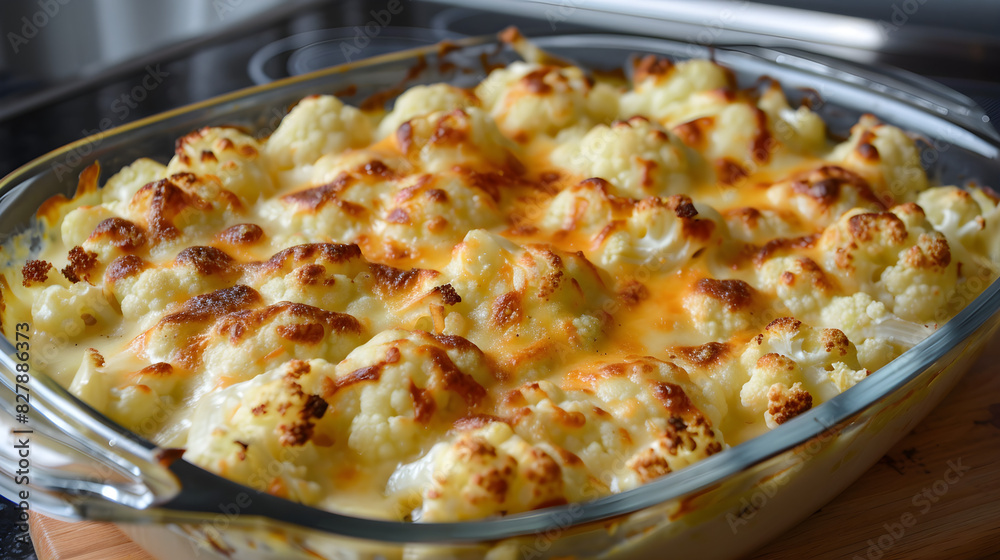 Cauliflower Cheese Being Served Cauliflower Cheese Being Served