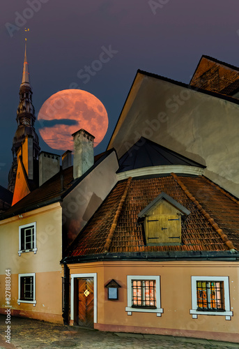 Old houses in the medieval district of European town photo
