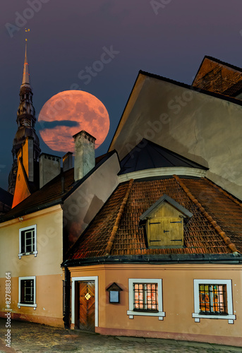 Old houses in the medieval district of European town