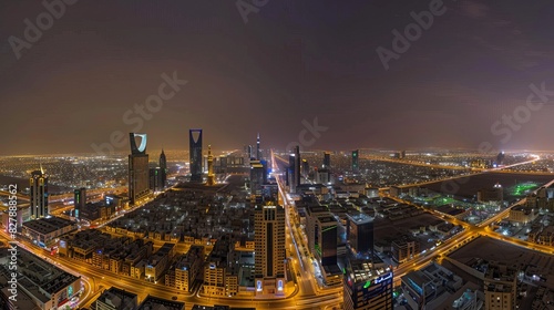 Wallpaper Mural Night panorama of the business district in Riyadh, Saudi Arabia. Torontodigital.ca