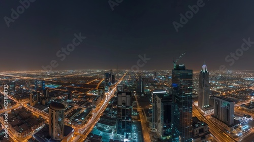 Night panorama of the business district in Riyadh, Saudi Arabia. photo