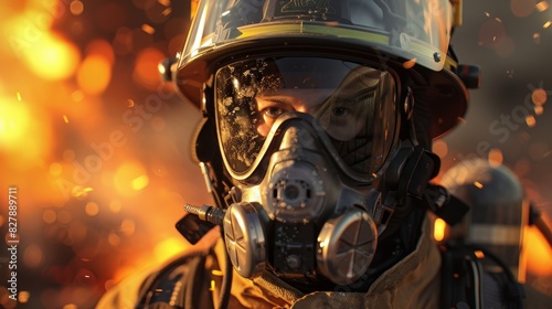 Firefighters equip themselves with AIpowered protective gear providing realtime feedback on their vitals and assisting in navigation through dangerous environments.