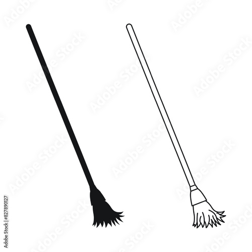 Broom silhouette, equipment for cleaning yards and premises photo