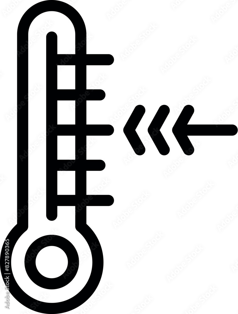 Cold temperature thermometer icon for weather. Climate. And medical measurement in winter with freezing point scale. Vector drawing Cold temperature thermometer icon for weather. Climate. And medical measurement in winter with freezing point scale. Vector drawing
