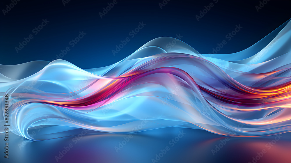 The blue neon wave line background exudes a dark, moody ambiance, with glowing, futuristic elements that create a sleek, abstract, and vibrant atmosphere