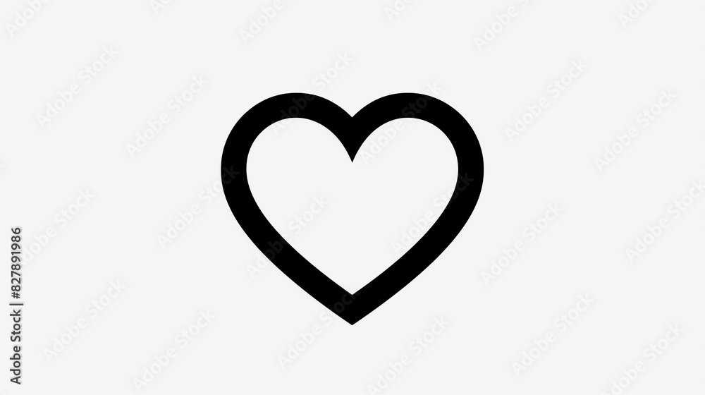 Minimalistic Black Heart Symbol on White Background

