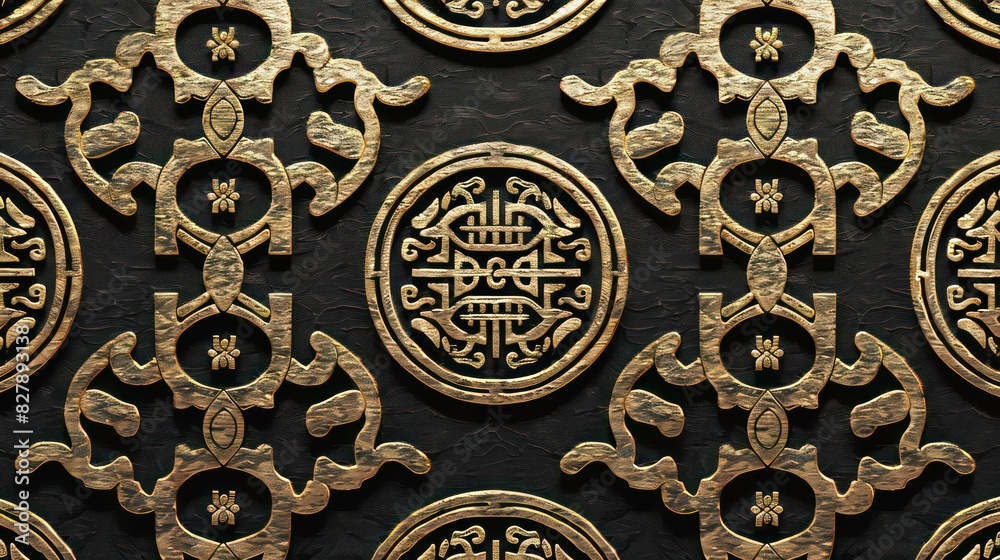 Traditional Chinese golden pattern on black background, seamless pattern design Traditional Chinese golden pattern on black background, seamless pattern design