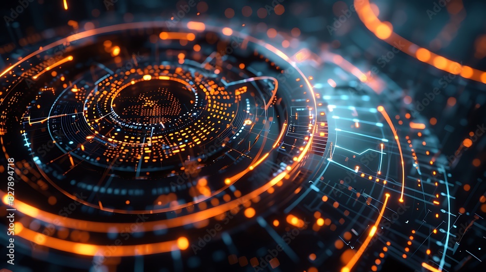 Radiant Innovation: Futuristic Glowing Tech Rings Illuminate the Future of Technology and Connectivity in a Captivating Display of Innovation and Progress
