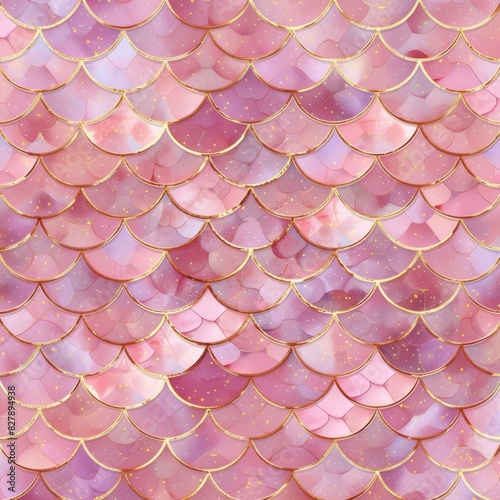 Pink Gold Mermaid Scales Texture with Glitter