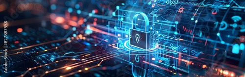 Big Data science analysis business technology concept on virtual screen secure data and cyber security