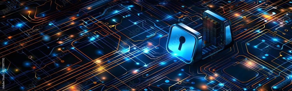 Naklejka premium Big Data science analysis business technology concept on virtual screen secure data and cyber security