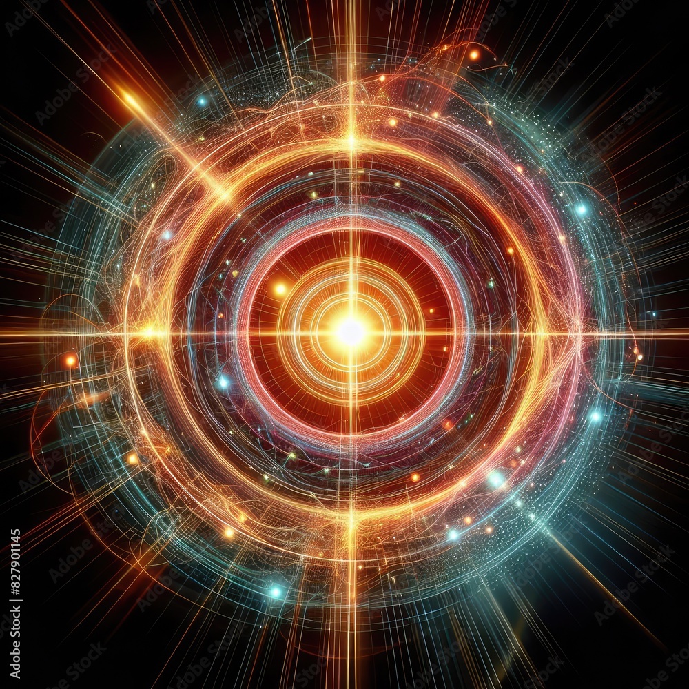 Abstract neon energy sphere circle on a black background