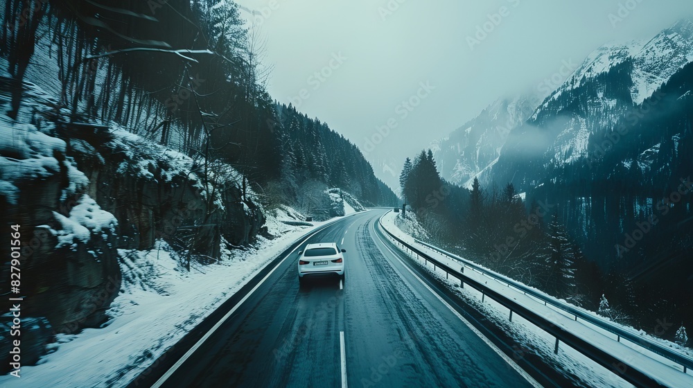 Fototapeta premium A car moving on the highway