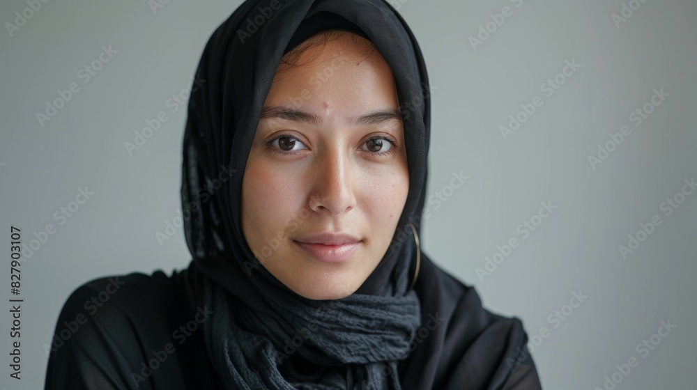 A woman wearing a black scarf and a black head scarf A woman wearing a black scarf and a black head scarf