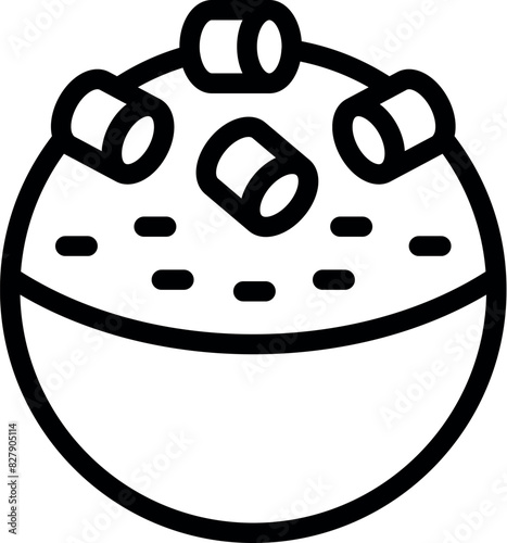 Simple black and white illustration of a tamagoyaki japanese omelette pan in a sketched outline style