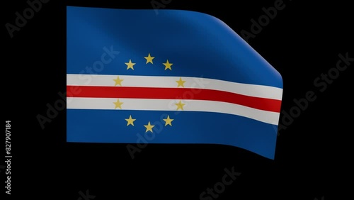 Cape Verdean flag 4k 3d render of a waving Cape Verde nation banner fluttering in the wind symbolises the country with transparent alpha channel mask for free space and isolated background no flagpole photo