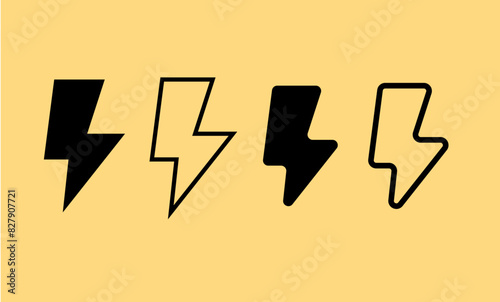 lighting icon,flash thunder power icon, flash lightning bolt icon with thunder bolt - Electric power icon symbol - Power energy icon sign in filled, thin,