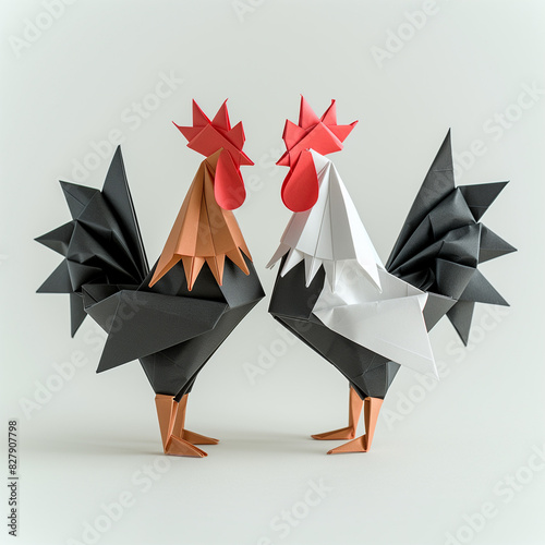 origami paper roosters